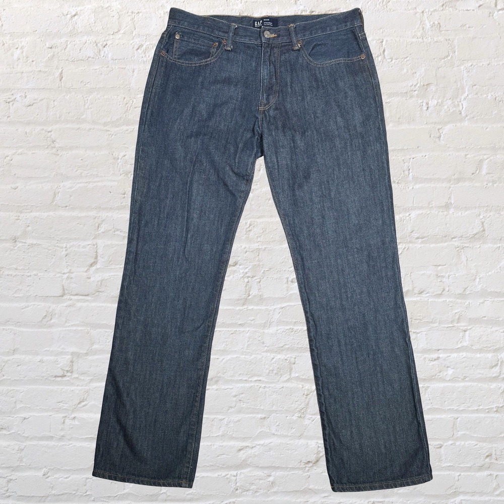 Gap Mens Straight Leg Jeans 34x32 Dark Blue Denim Classic Fit Casual 100% Cotton